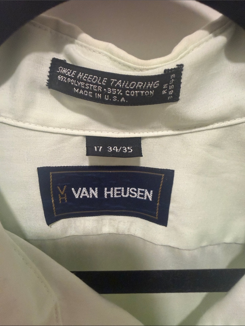 Vintage Van Heusen Mint Green Long Sleeve Dress Shirt 17 34/35 Made in USA - Picture 2 of 12